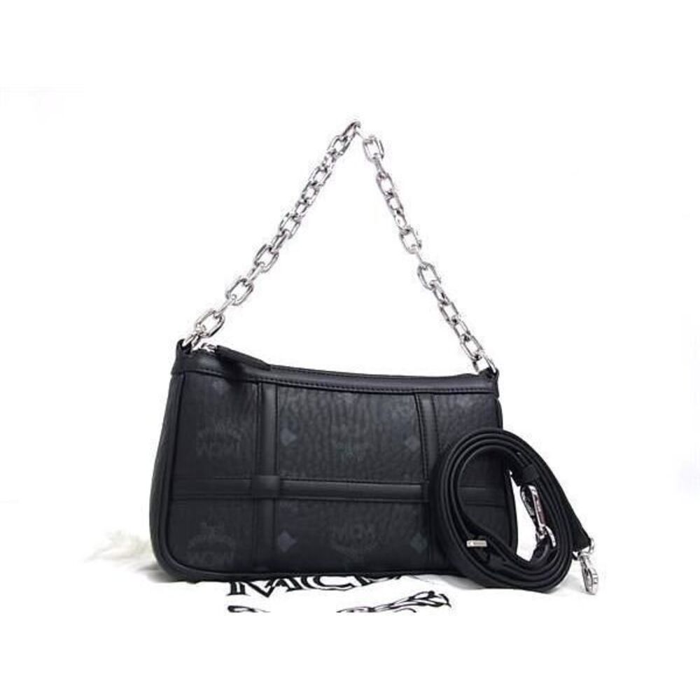 MCM Monogram Visetos Leather Crossbody 2way Shoulder Bag Black